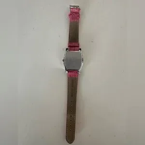 Anne Klein stainless steel rhinestone face watch with genuine leather band. Ladies Analog Watch With Crystal Markers and Cream Leather  main image 3